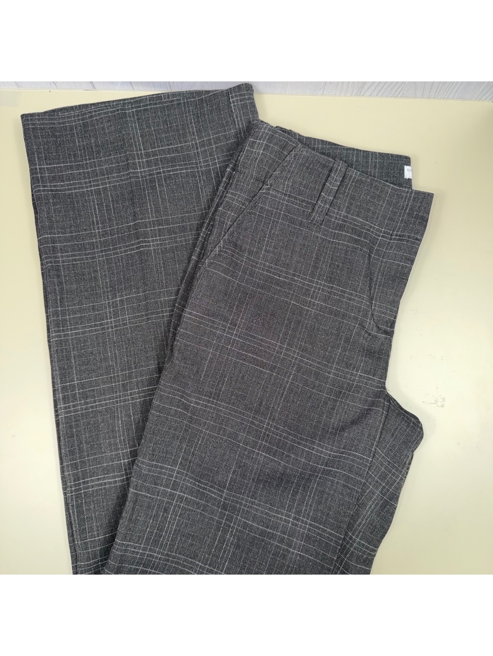 New York & Company Stretch Gray Plaid Wide Leg Dress Pants Women’s Size 4 Tall - Picture 1 of 7